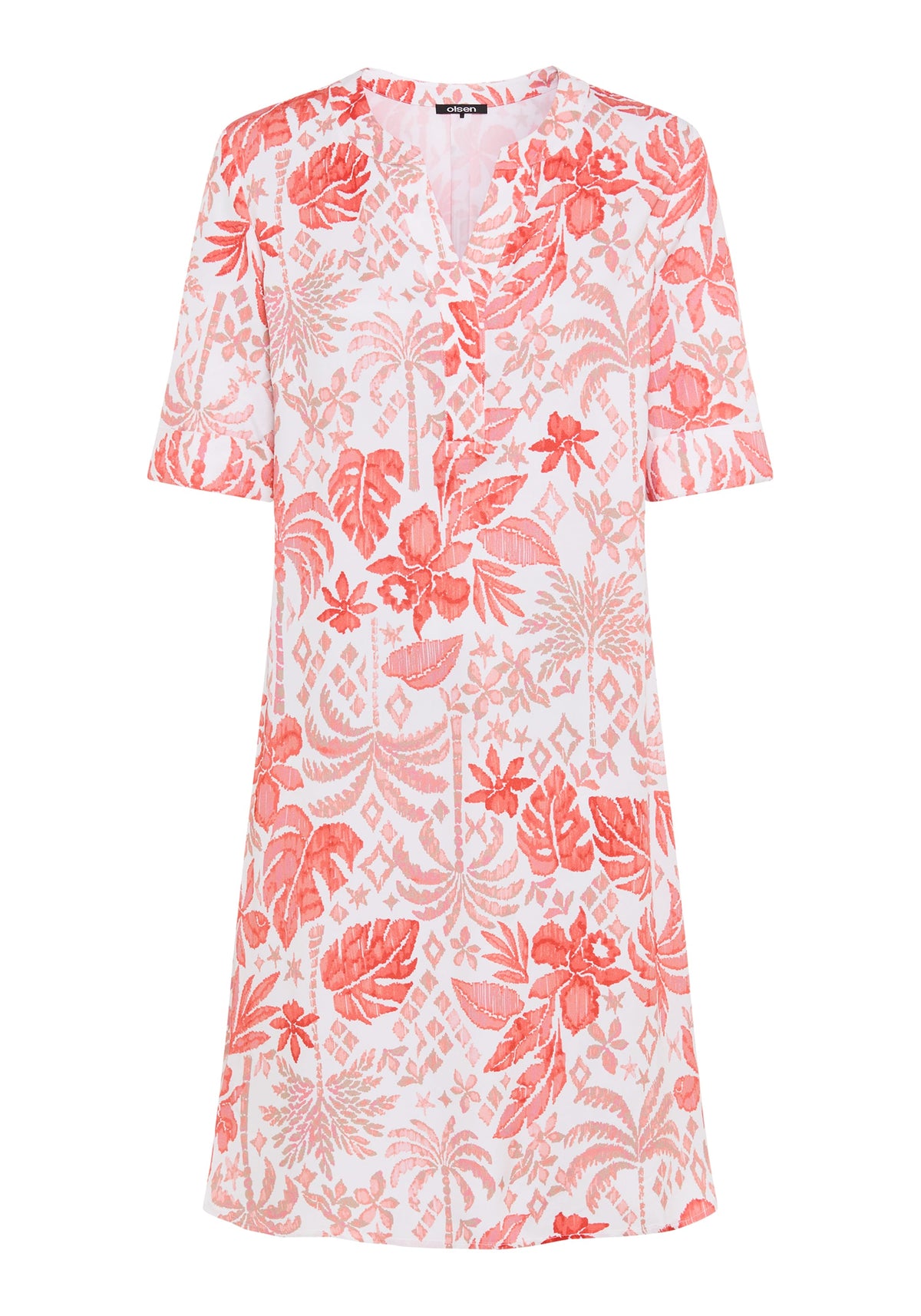 Ornamental Botanic Print Tunic Dress