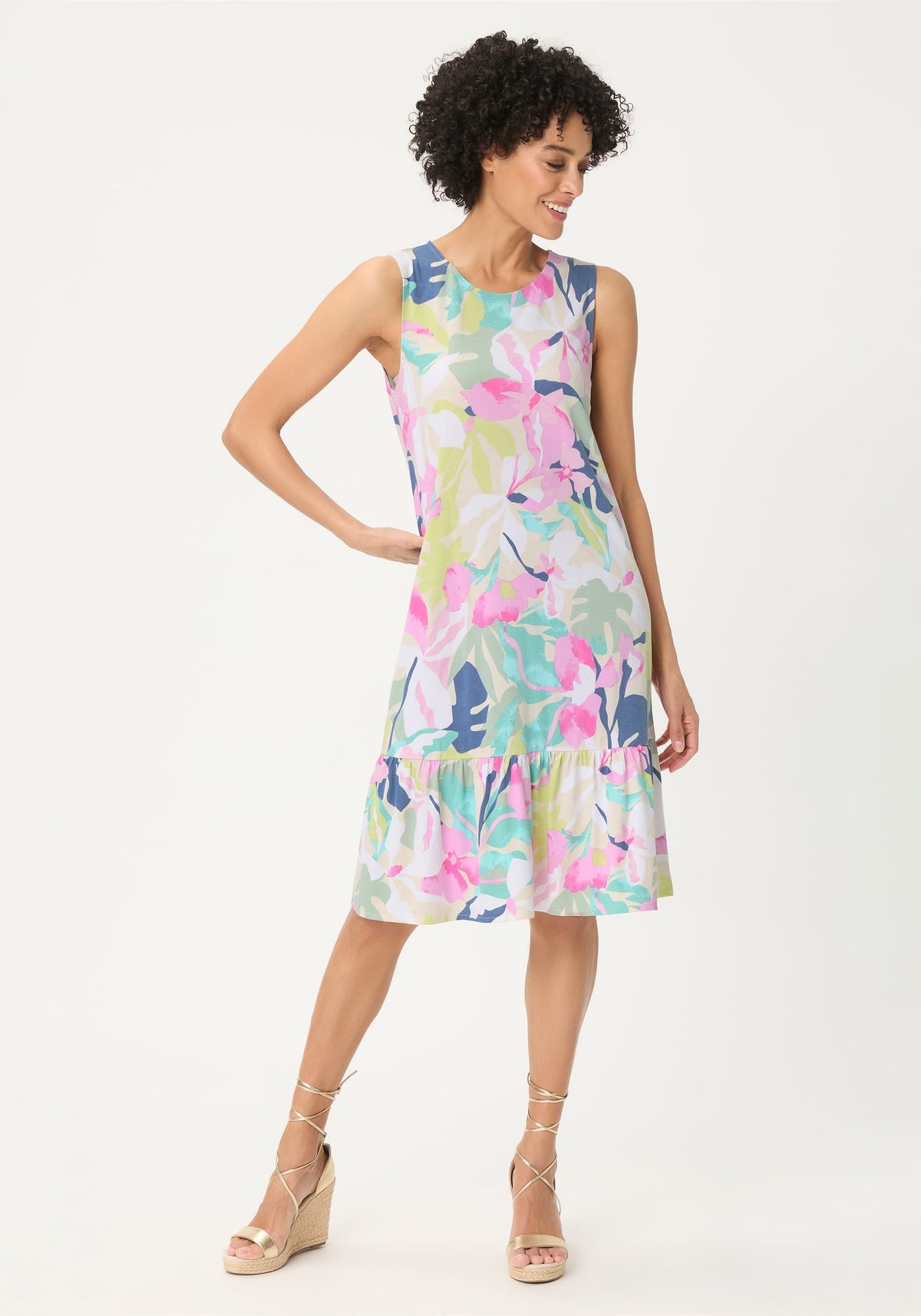 Robe sans manches à motifs floraux