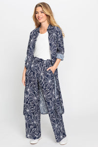 Striped Collarless Zip Front Jacket