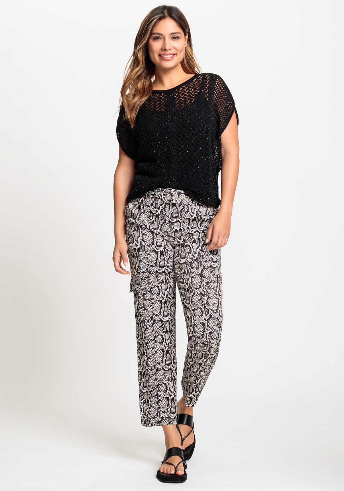 Lisa Fit Straight Leg Satin Effect Snake Trouser