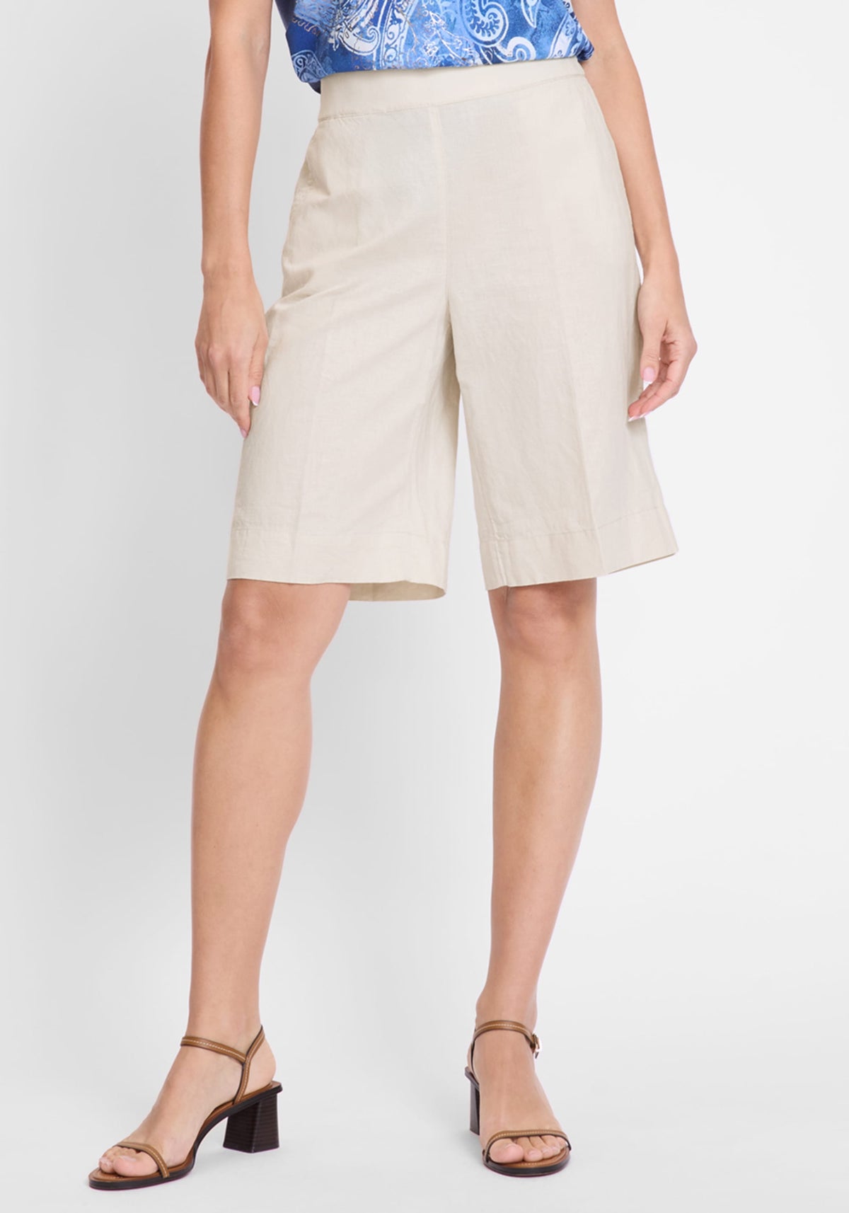 Short droit en coton lin Mona Fit