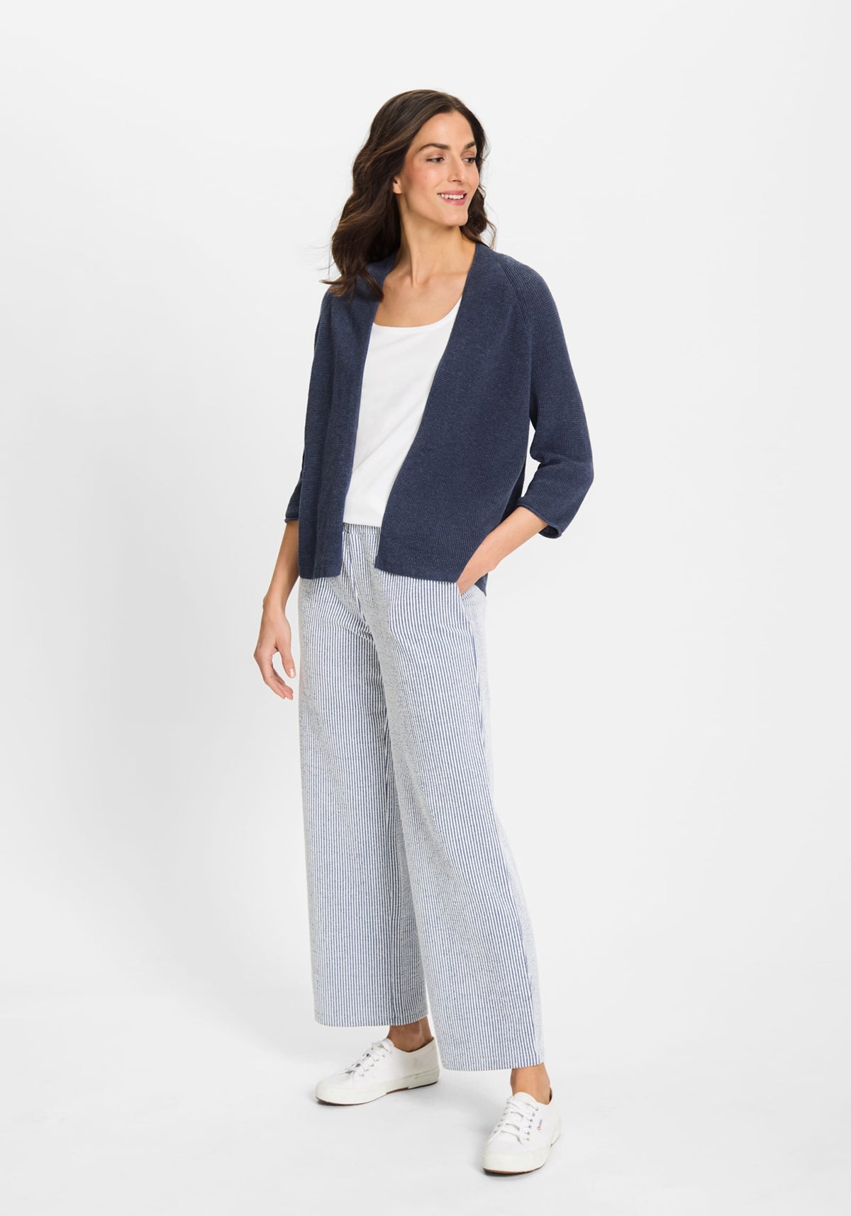Anna Fit Wide Leg Seersucker Pant