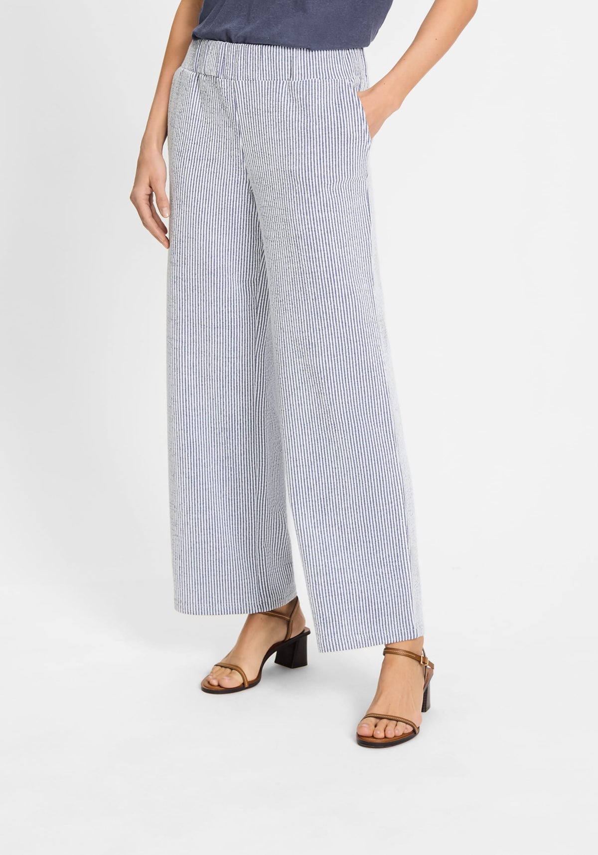 Anna Fit Wide Leg Seersucker Pant