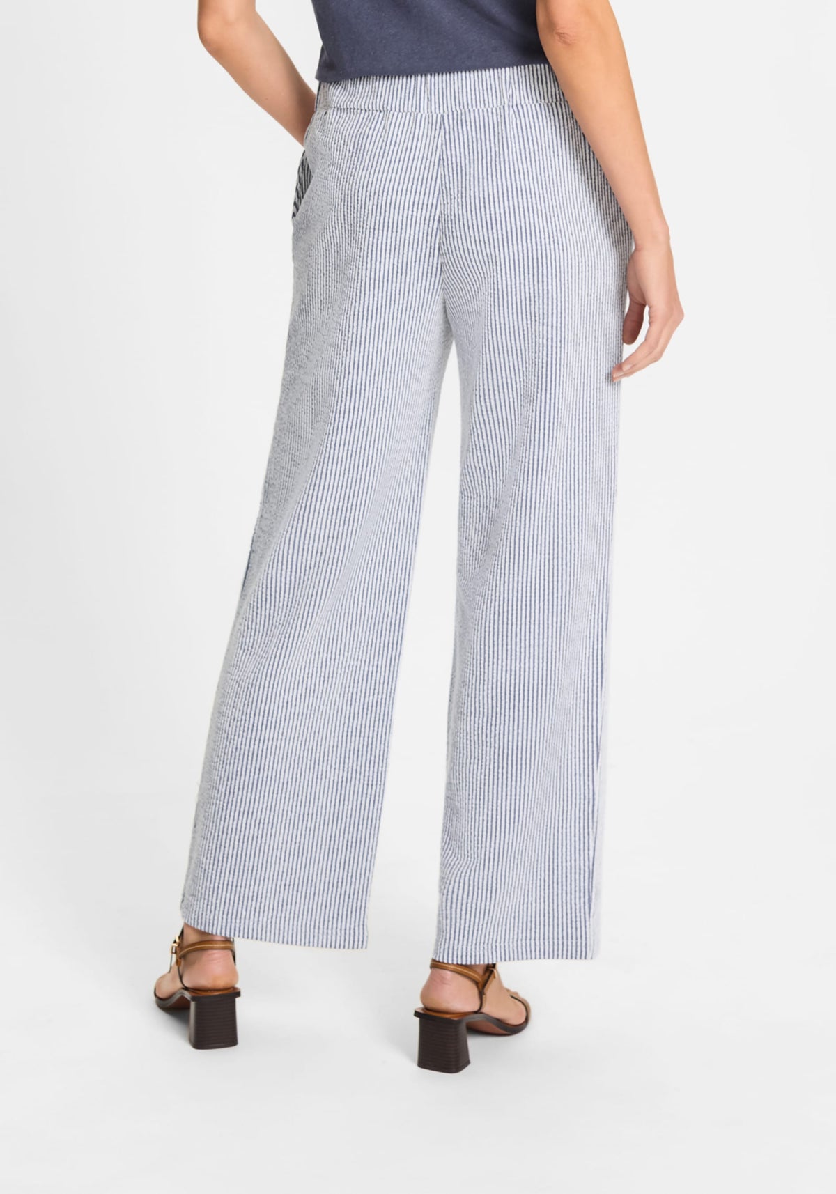 Anna Fit Wide Leg Seersucker Pant