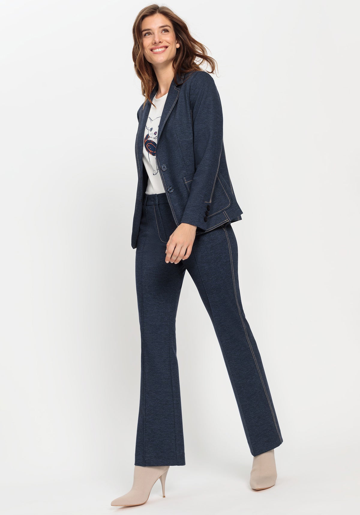 Mona Fit Denim Look Jersey Trouser