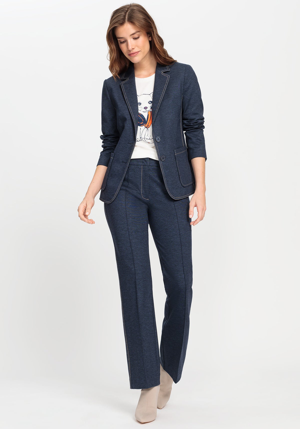 Mona Fit Denim Look Jersey Trouser