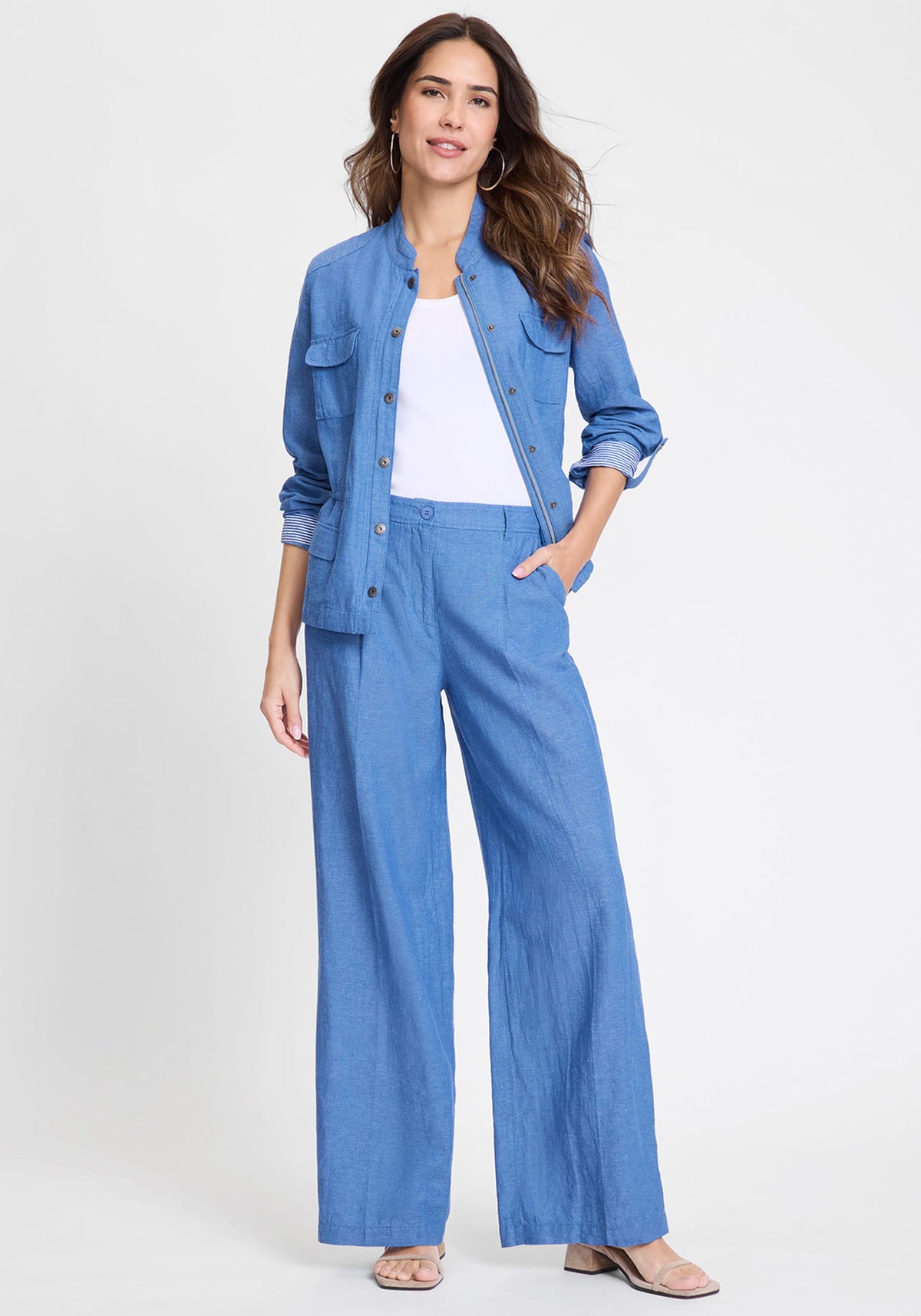 Pantalon à plis à jambe large Anna Fit