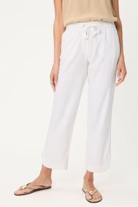 Linen-Cotton Drawstring Cropped Pant
