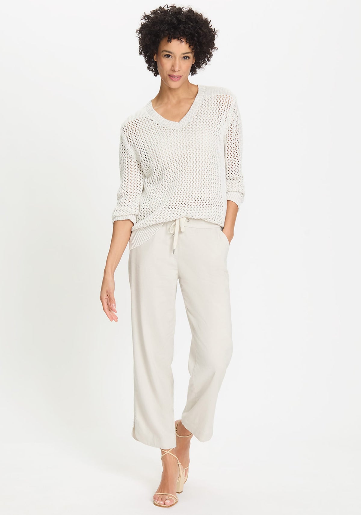 Mona Fit Pull-On Linen Blend Pant