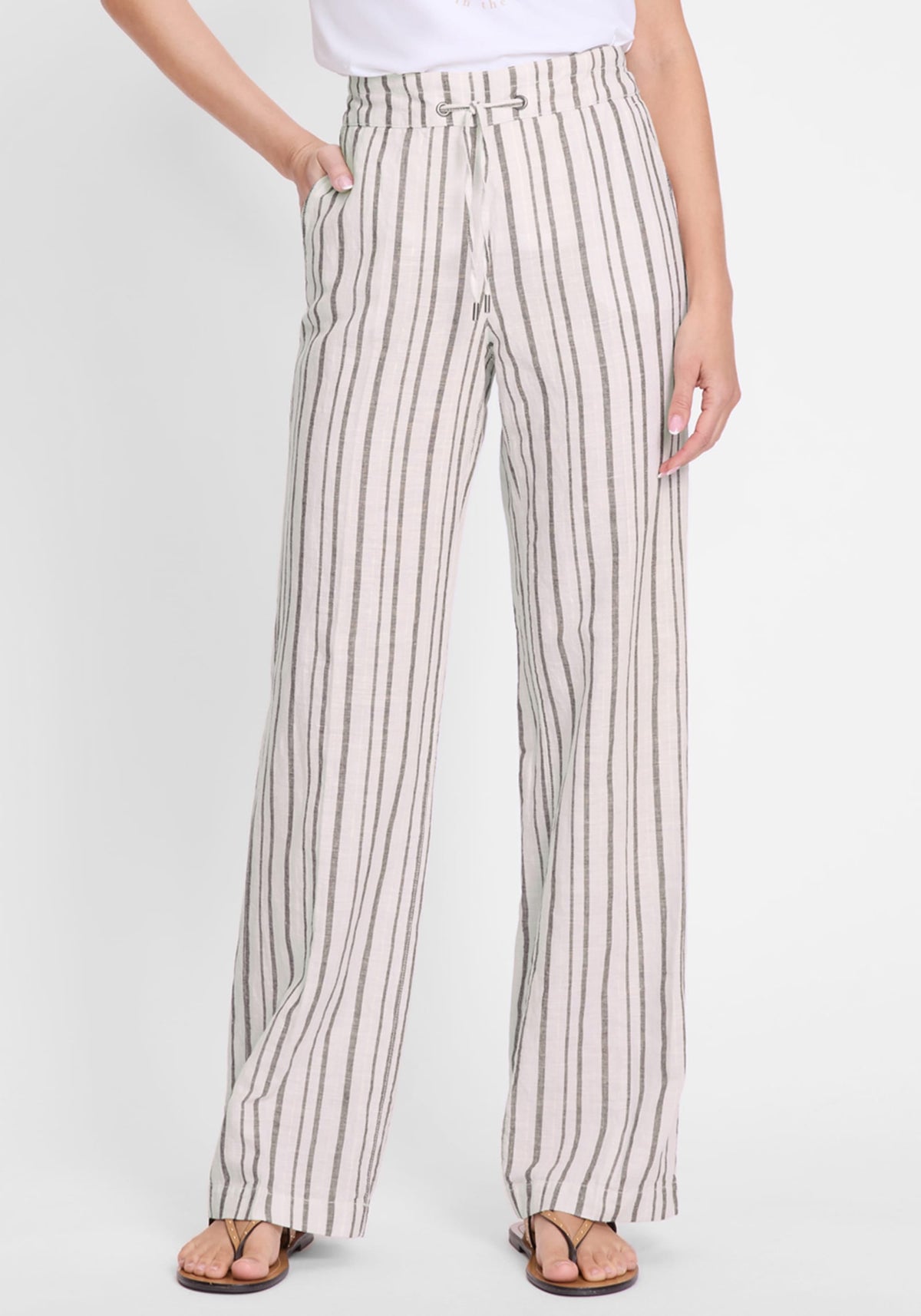 Cotton Linen Striped Pant