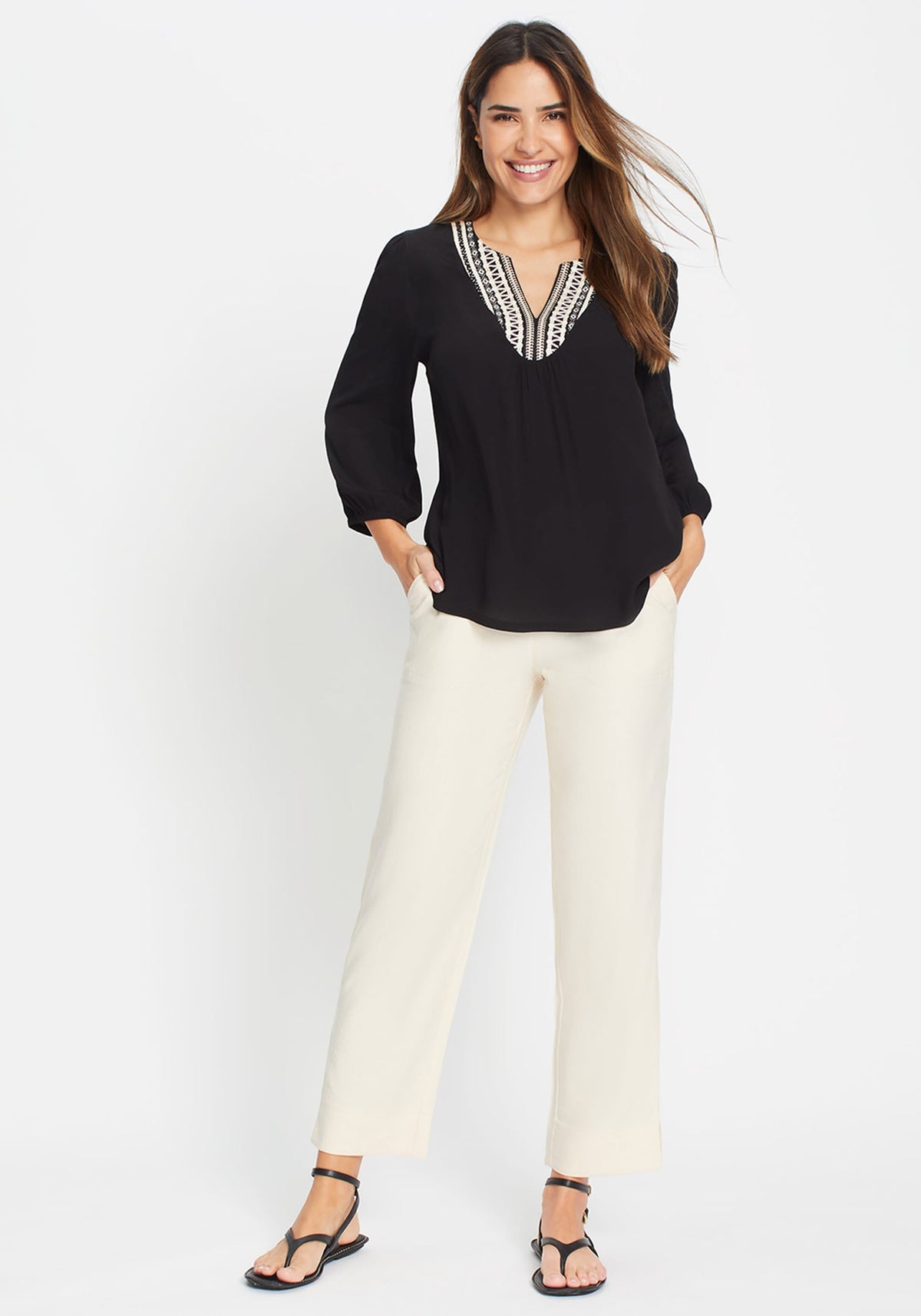Mona Fit Linen Blend Pull-On Pant