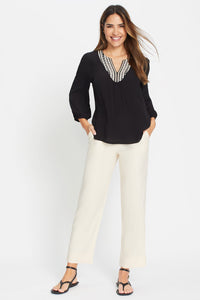 Mona Fit Linen Blend Pull-On Pant