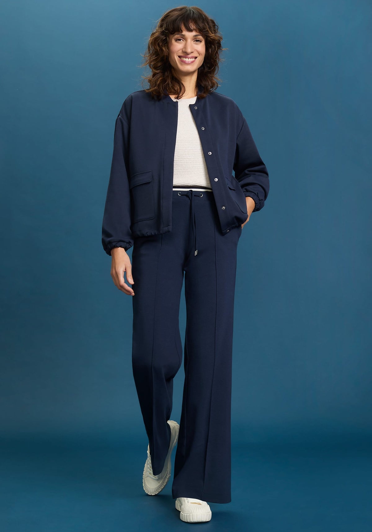 Anna Fit Wide Leg Stretch Knit Drawstring Trouser