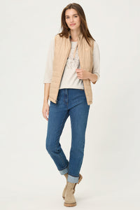 Mona Fit Straight Leg 5-Pocket Jean with Rhinestone Hem