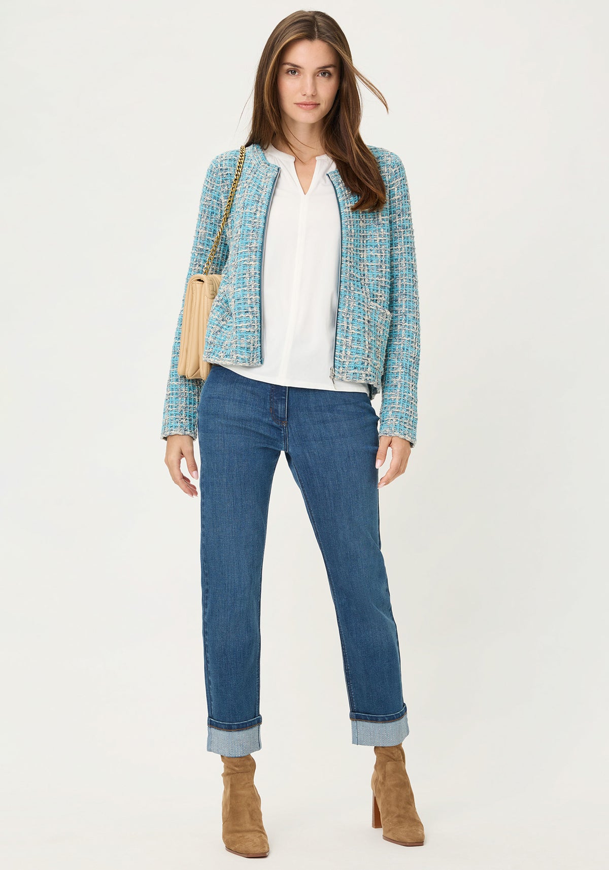 Jean 5 poches à jambe droite Mona Fit avec ourlet à strass