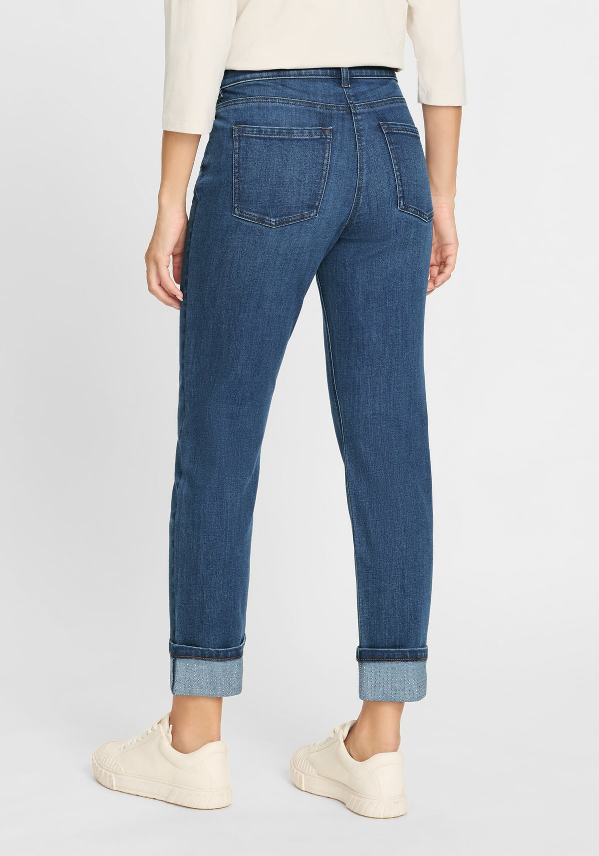 Jean 5 poches à jambe droite Mona Fit avec ourlet à strass