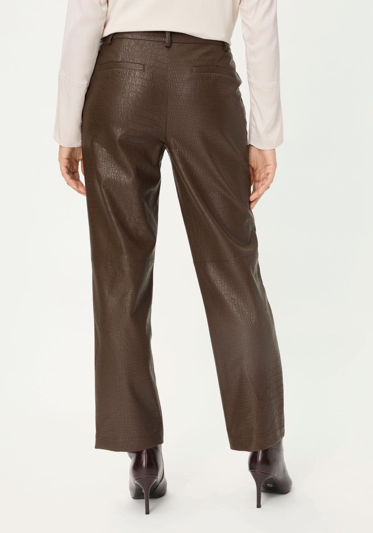 Mona Fit Straight Leg Faux Croc Cropped Pant