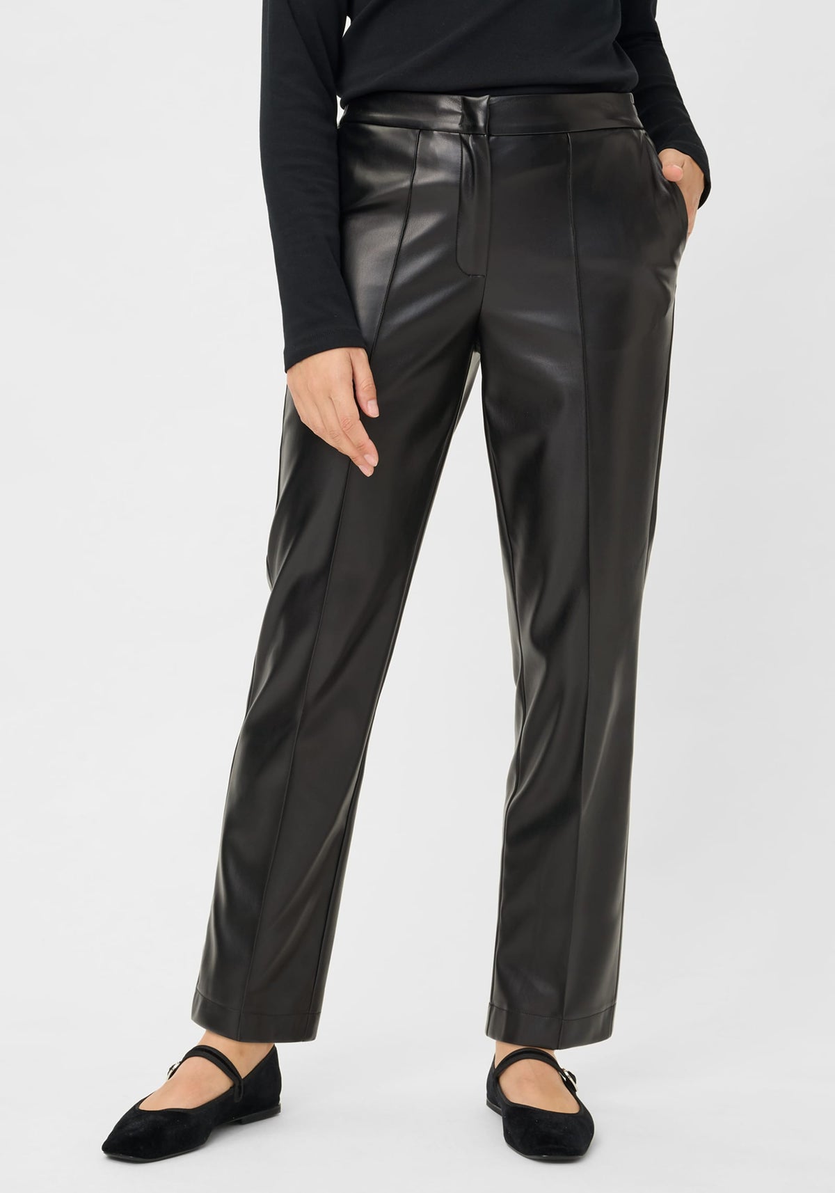 Mona Fit Straight Leg Faux Leather Pant