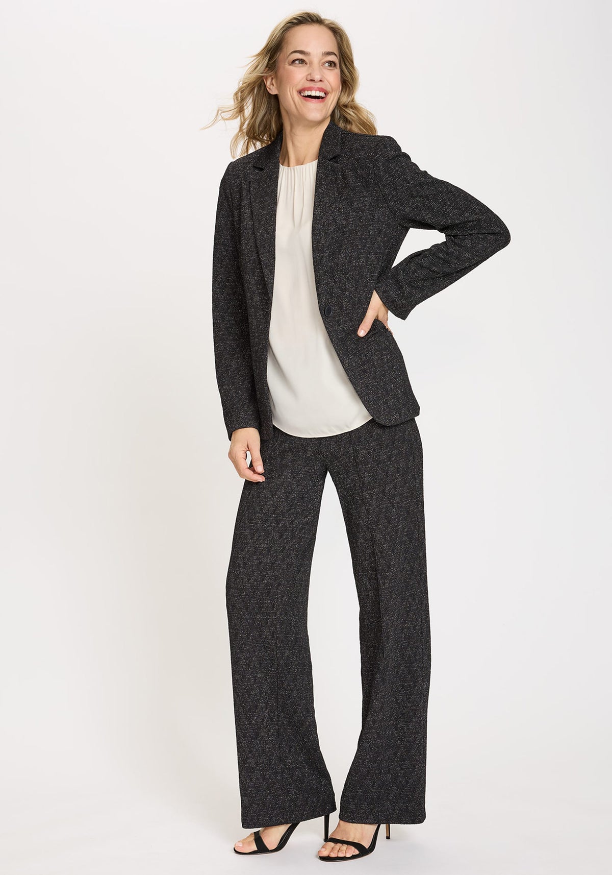 Pantalon à bretelles en maille étincelante