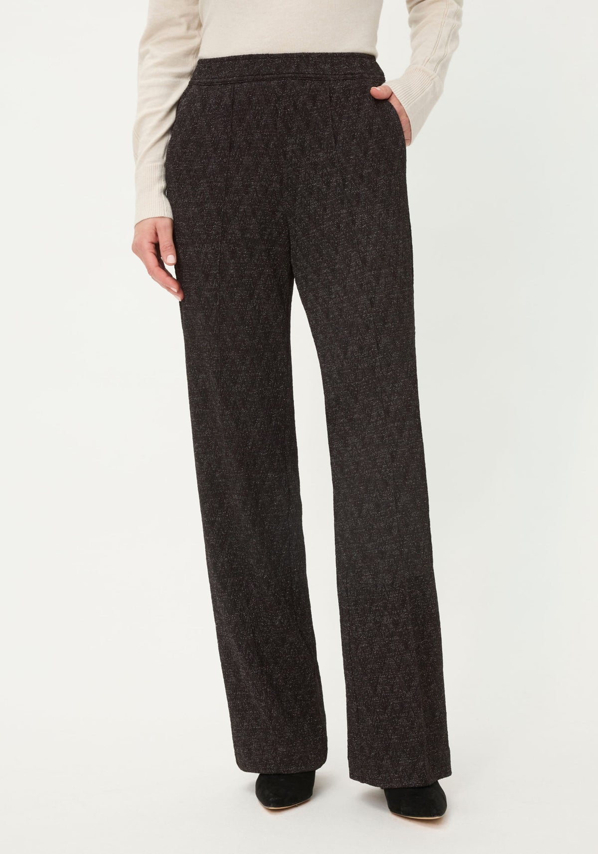 Pantalon à bretelles en maille étincelante