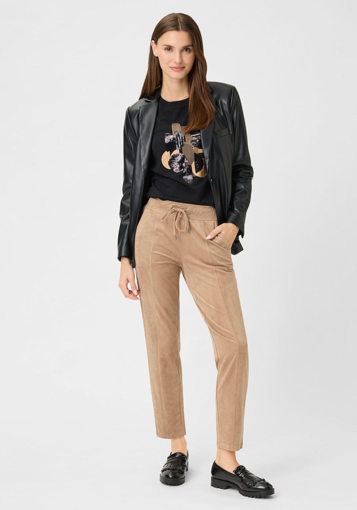 Pantalon droit Lisa Fit en faux daim