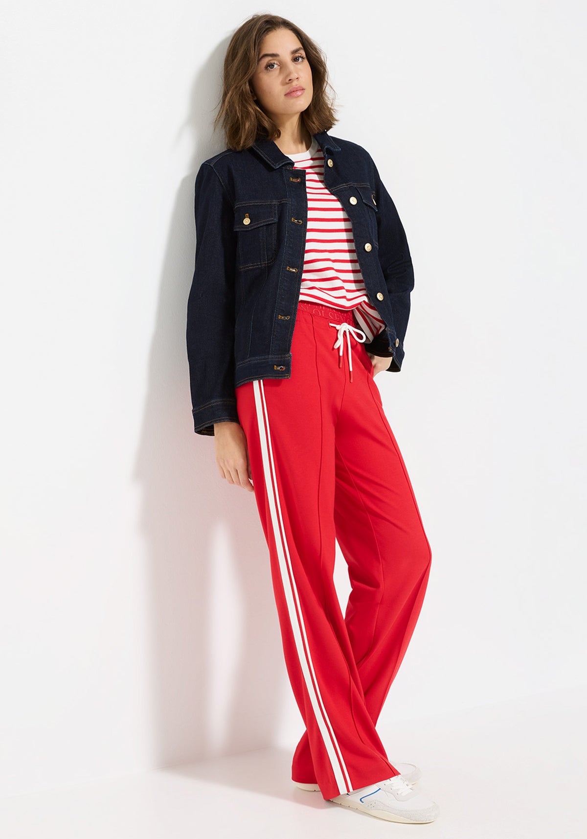 Pantalon à cordon coulissant en jersey avec bande latérale