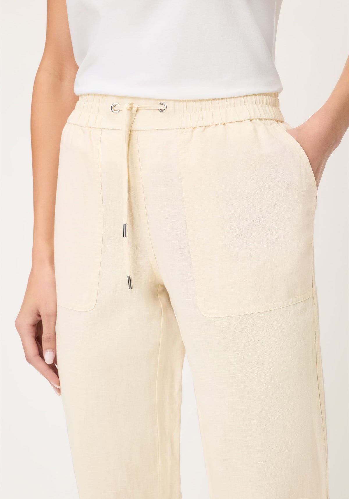 Linen Blend Cropped Pant