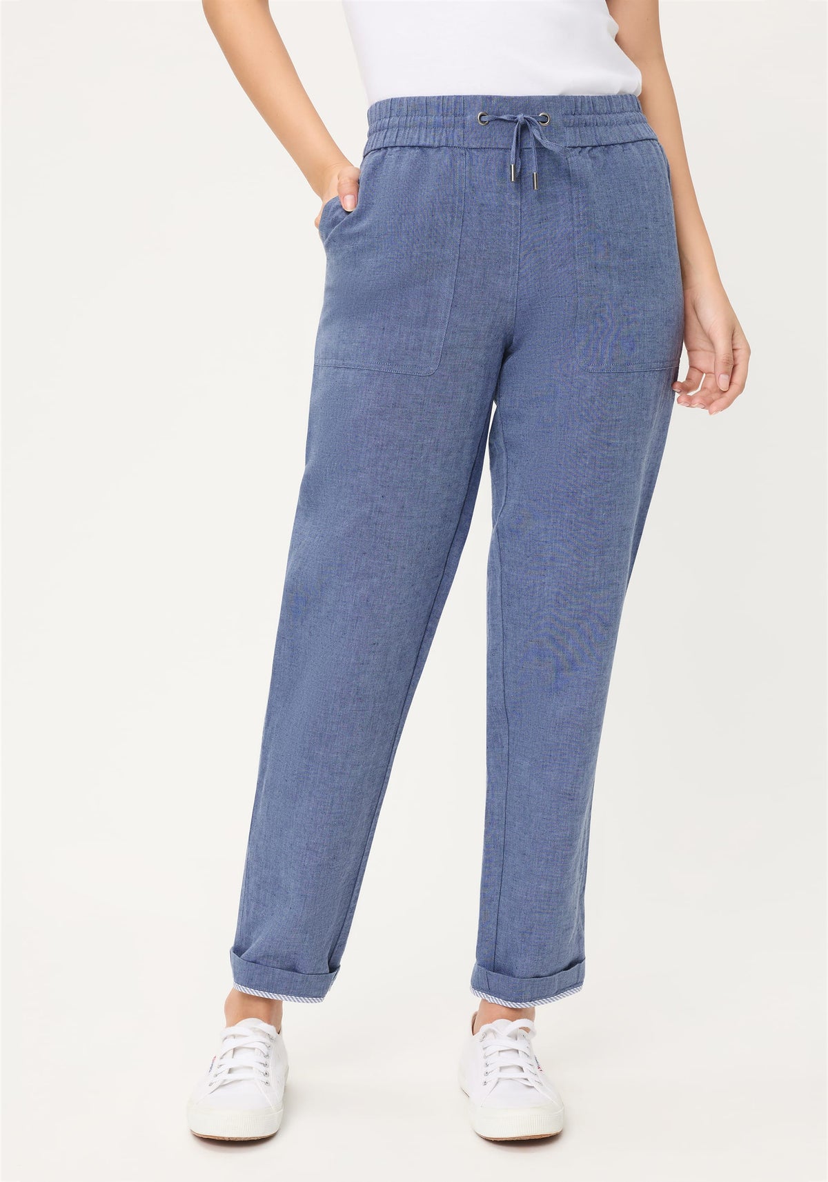 Cotton-Linen Blend Cropped Pant