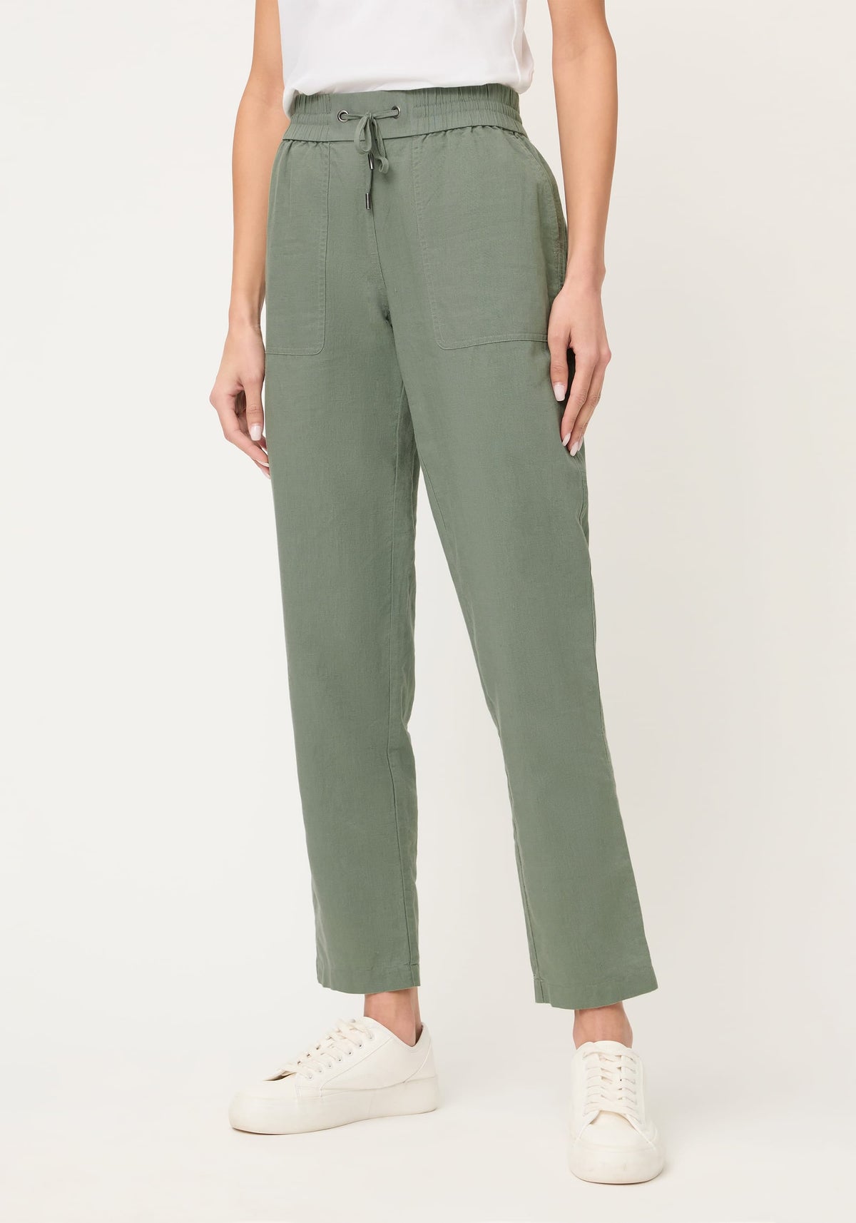 Linen Blend Cropped Pant