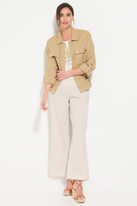 Stripe Linen-Cotton Cropped Pant