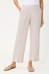 Stripe Linen-Cotton Cropped Pant