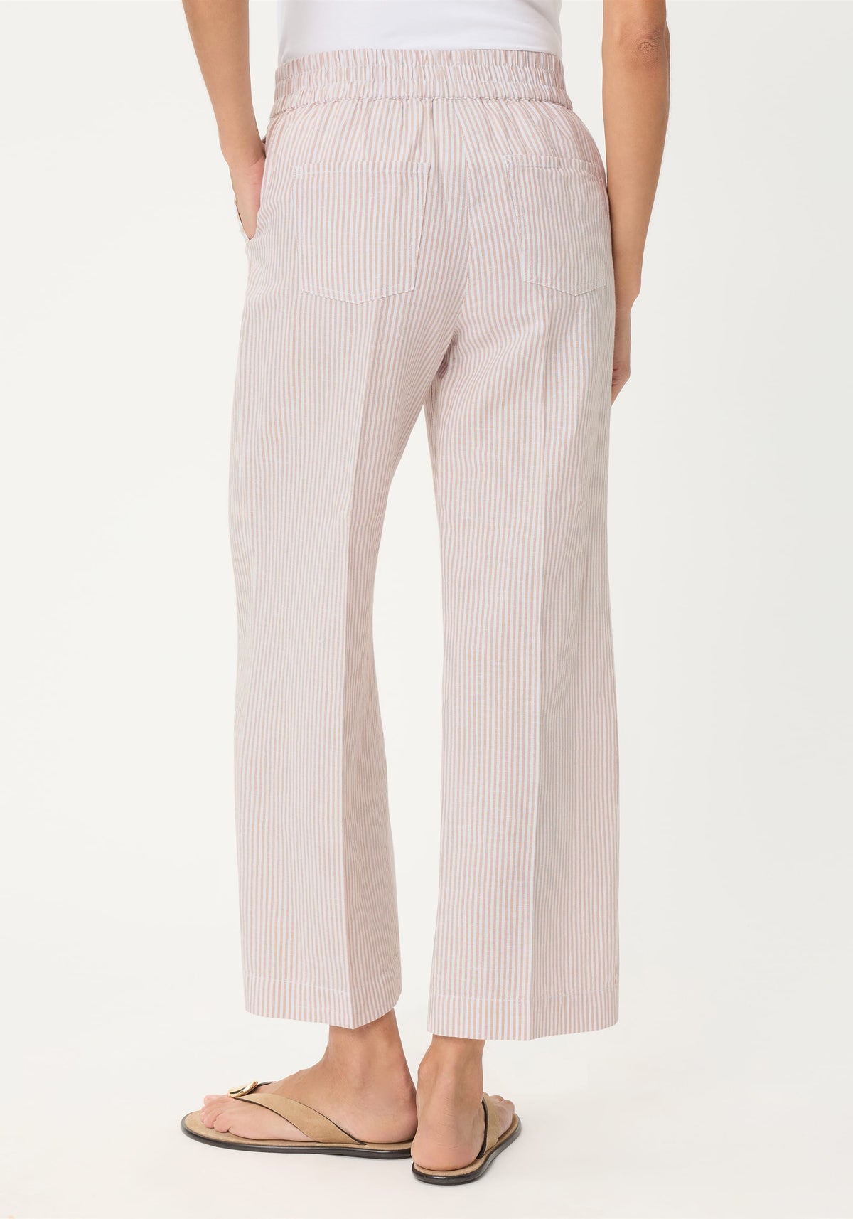 Stripe Linen-Cotton Cropped Pant