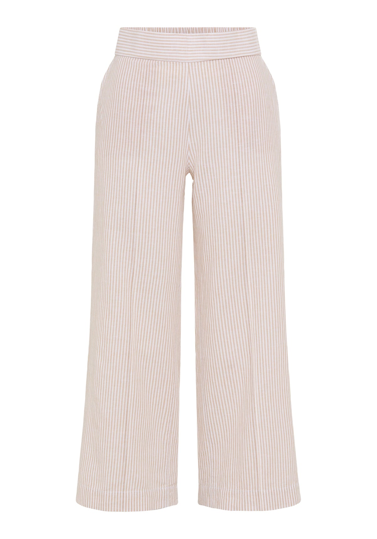 Stripe Linen-Cotton Cropped Pant