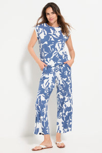 Abstract Floral Jersey Cropped Pant