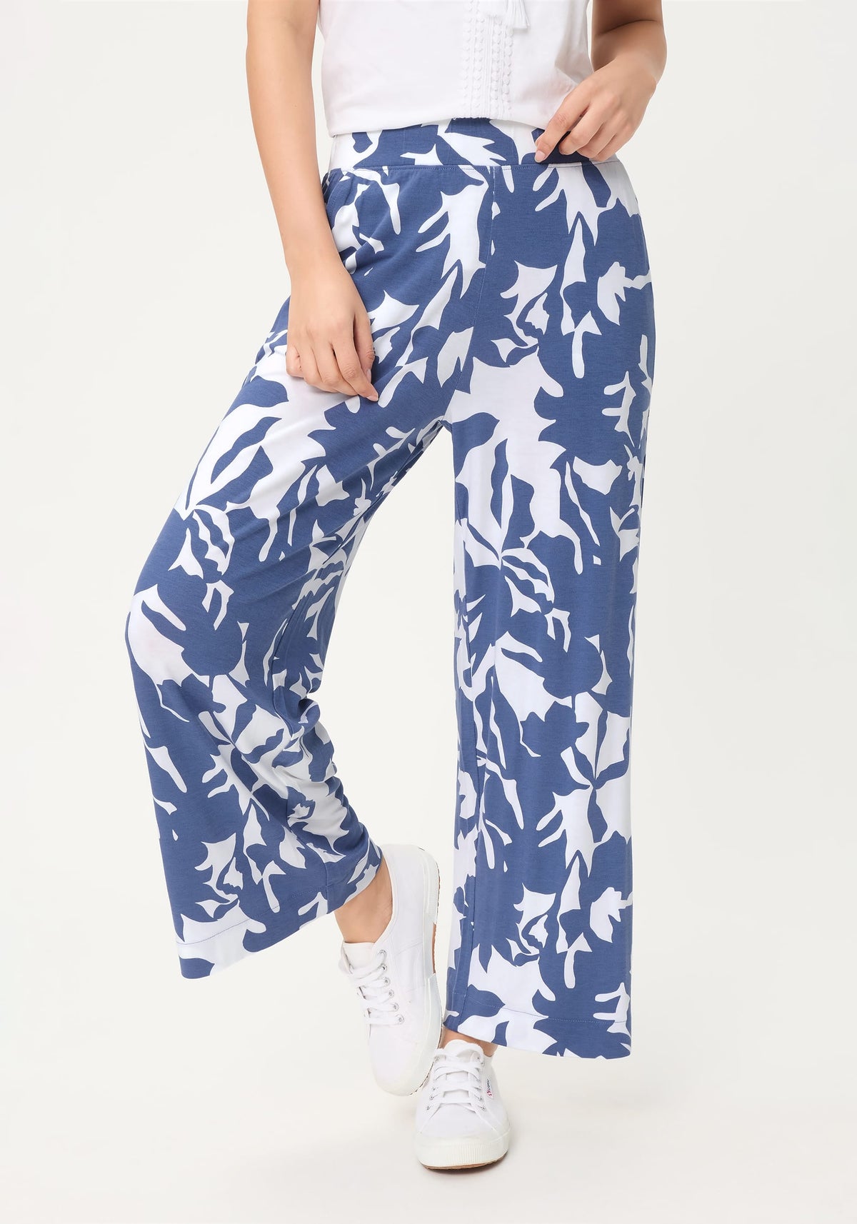 Pantalon court en jersey à motif floral