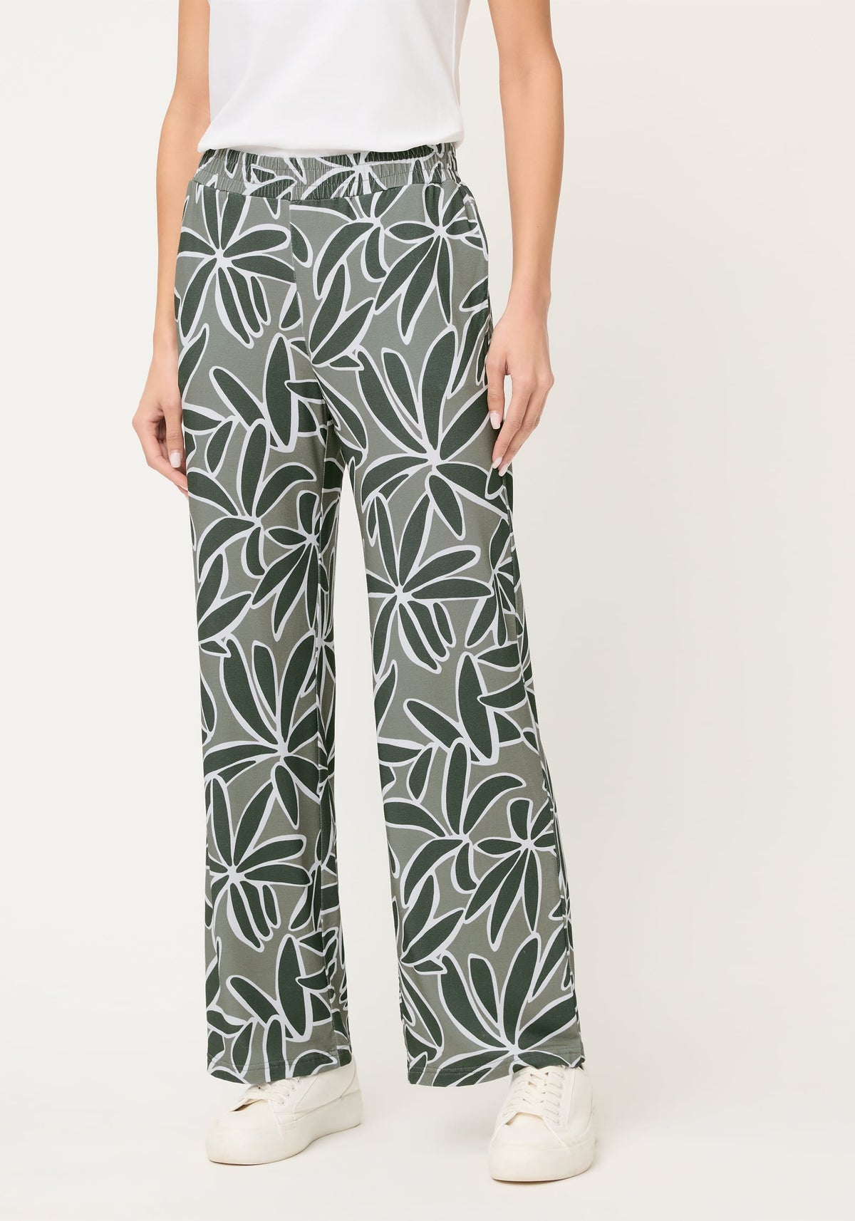 Pantalon court à motif de feuilles, à enfiler