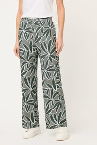 Leaf Design Cropped Pull-On Pant