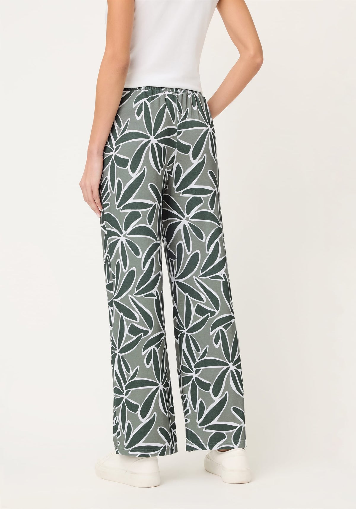 Pantalon court à motif de feuilles, à enfiler