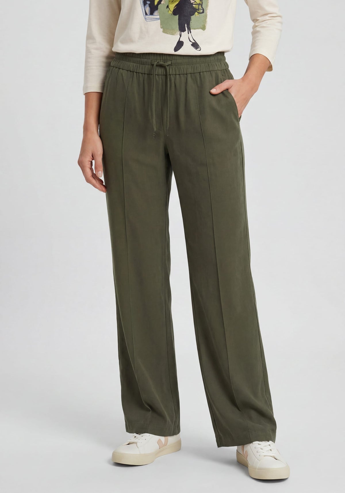 Twill Drawstring Waist Pant