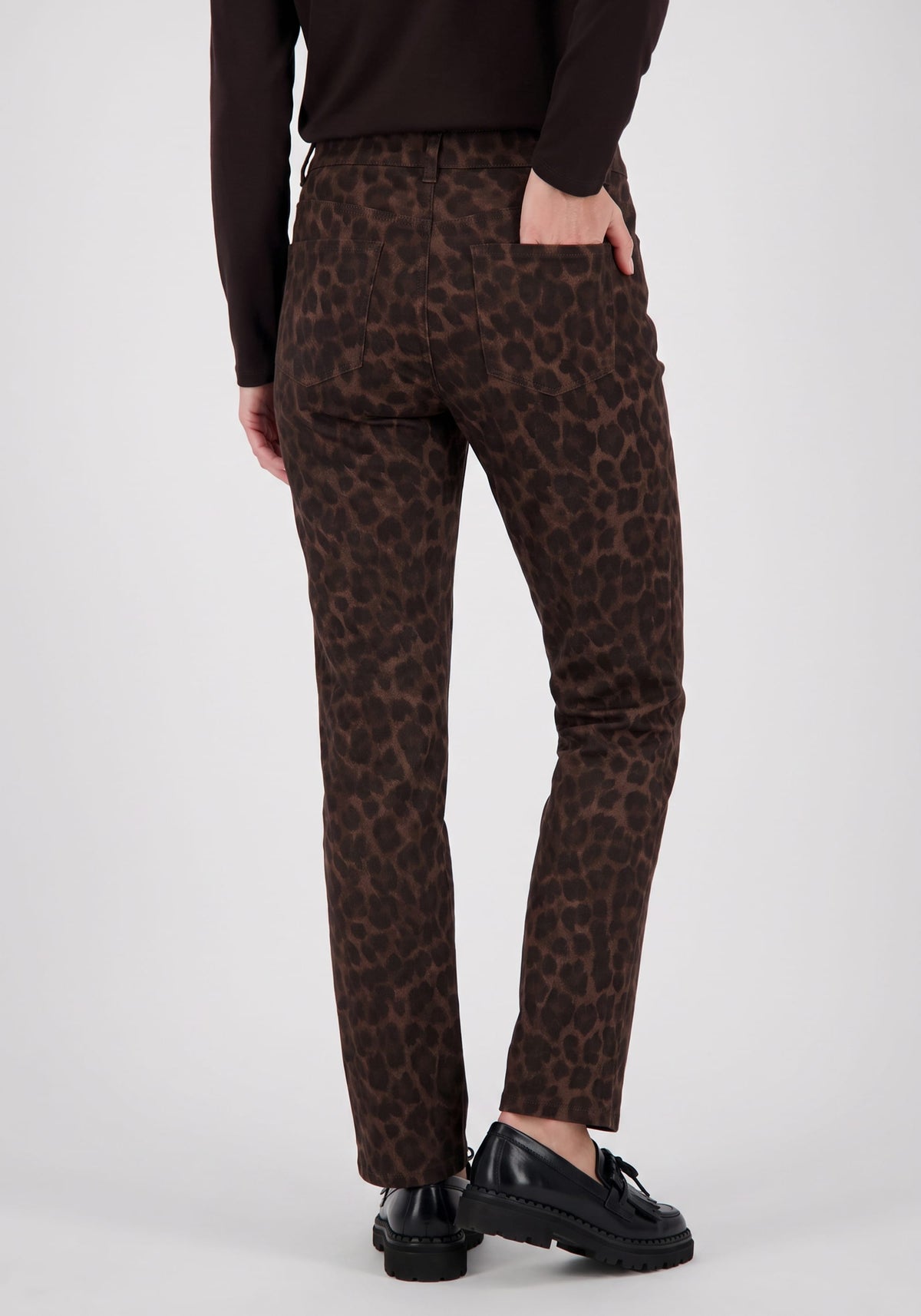 Pantalon en simili-daim à imprimé léopard