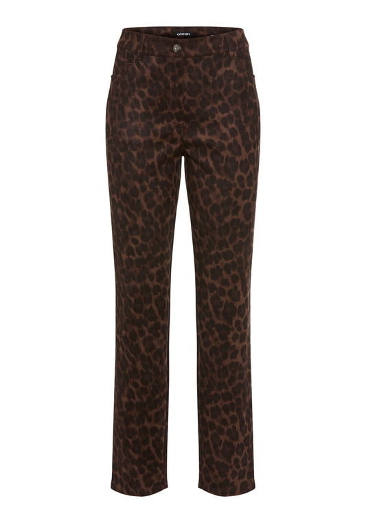 Pantalon en simili-daim à imprimé léopard