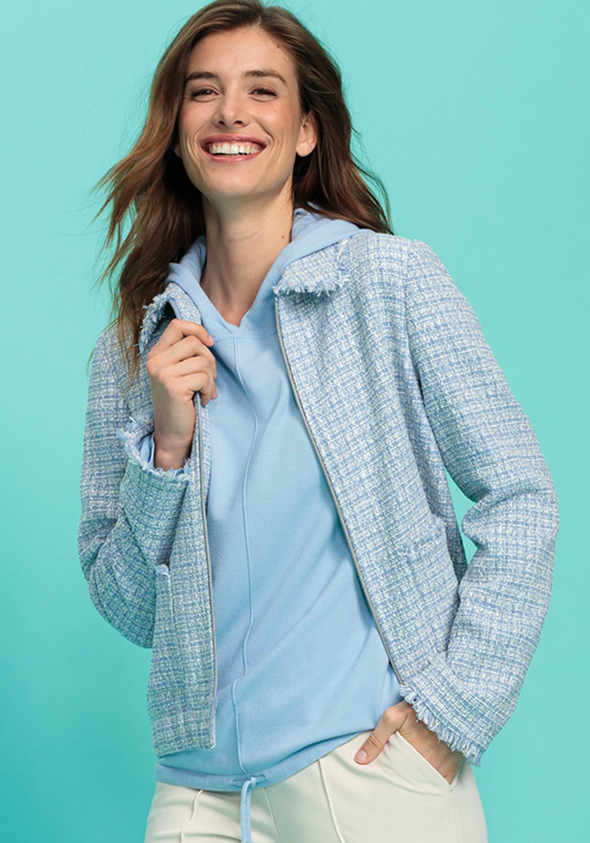Zip Front Tweed Jacket