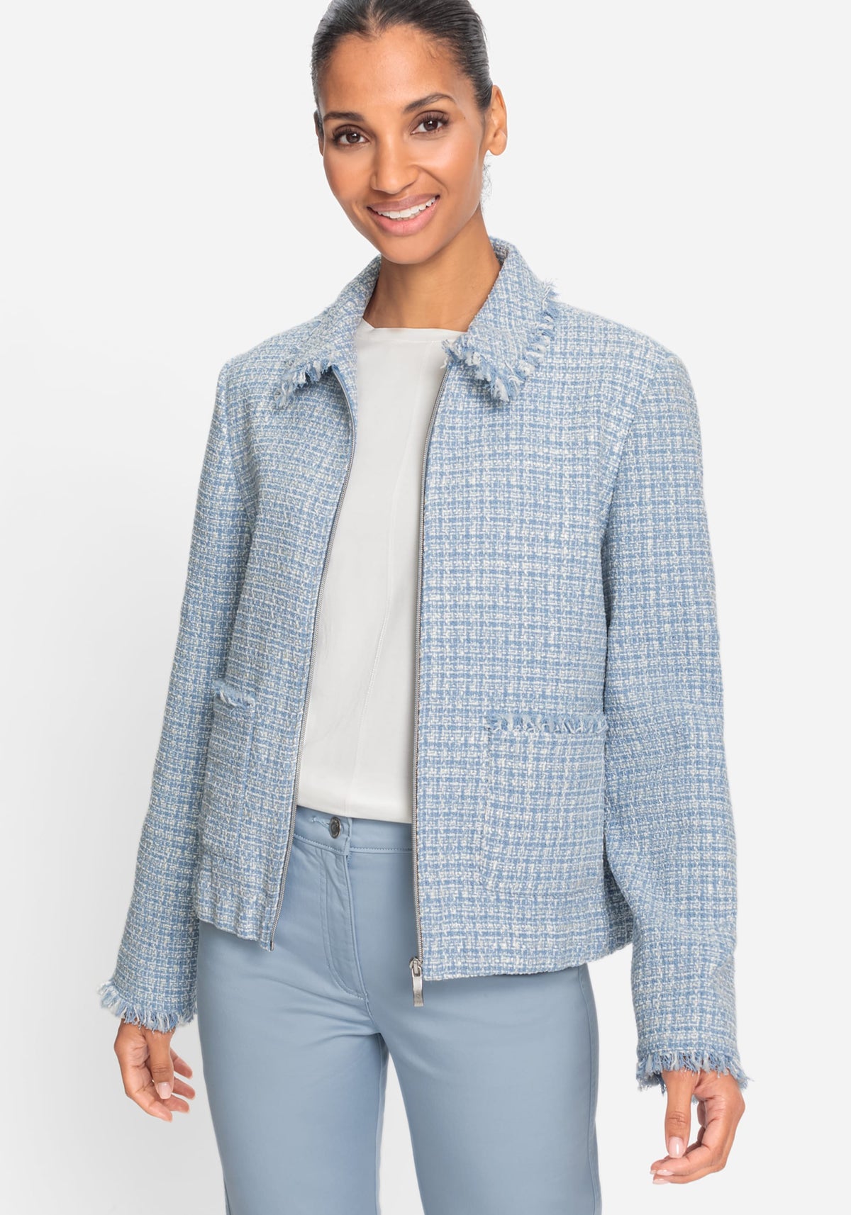 Zip Front Tweed Jacket