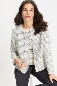 Collarless Tweed Jacket