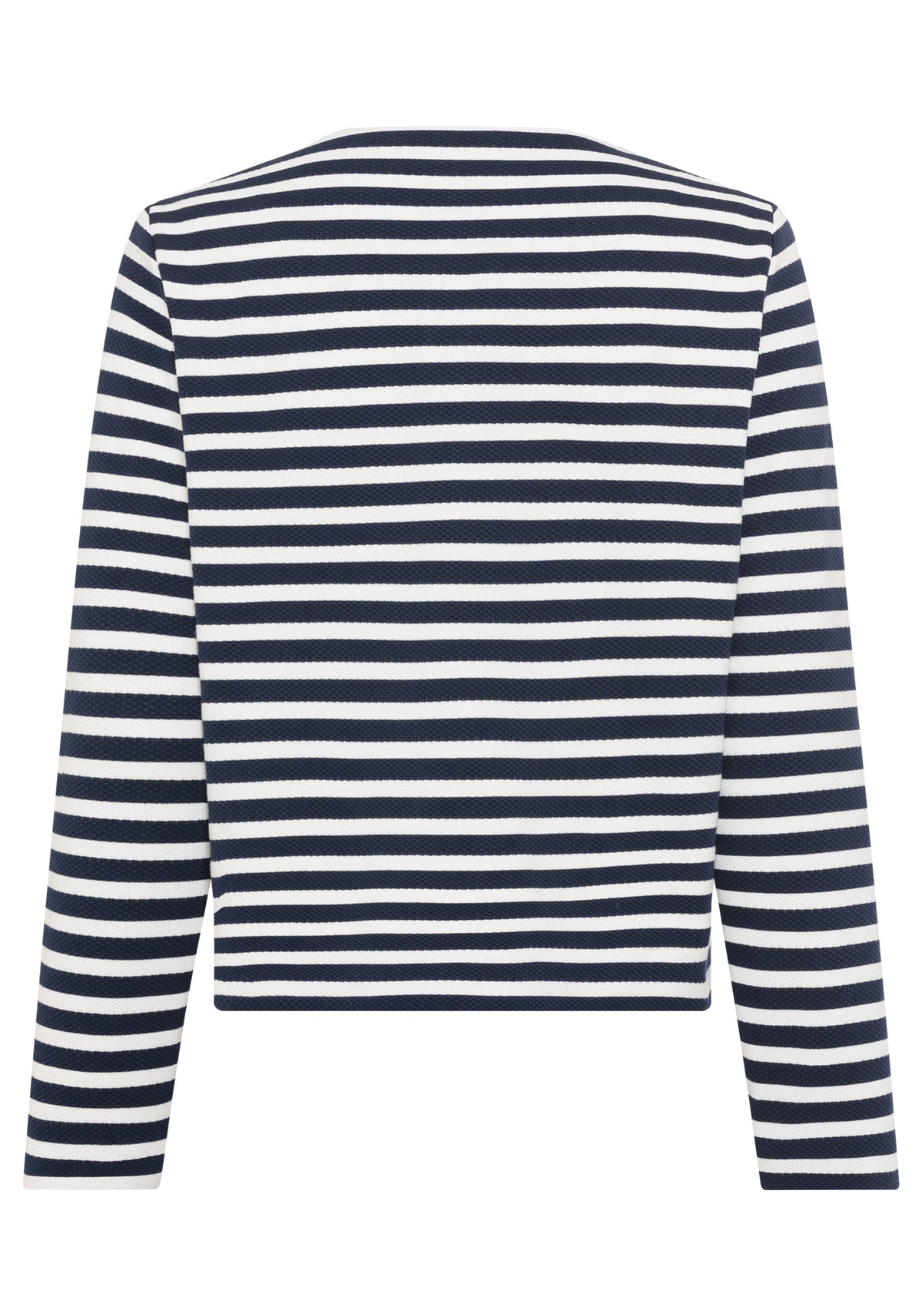 Striped Collarless Zip Front Jacket