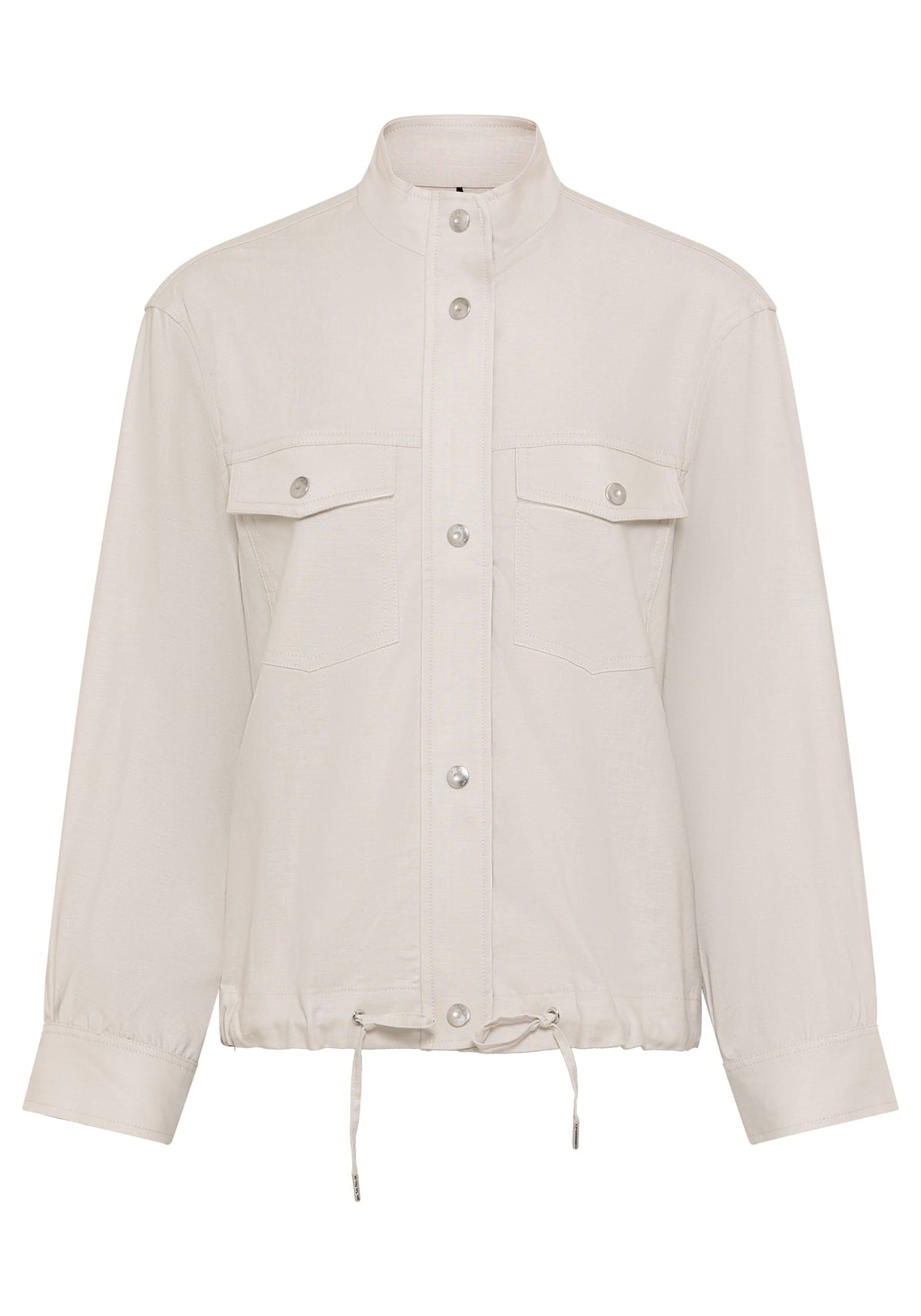 Funnel Neck Linen Blend Jacket
