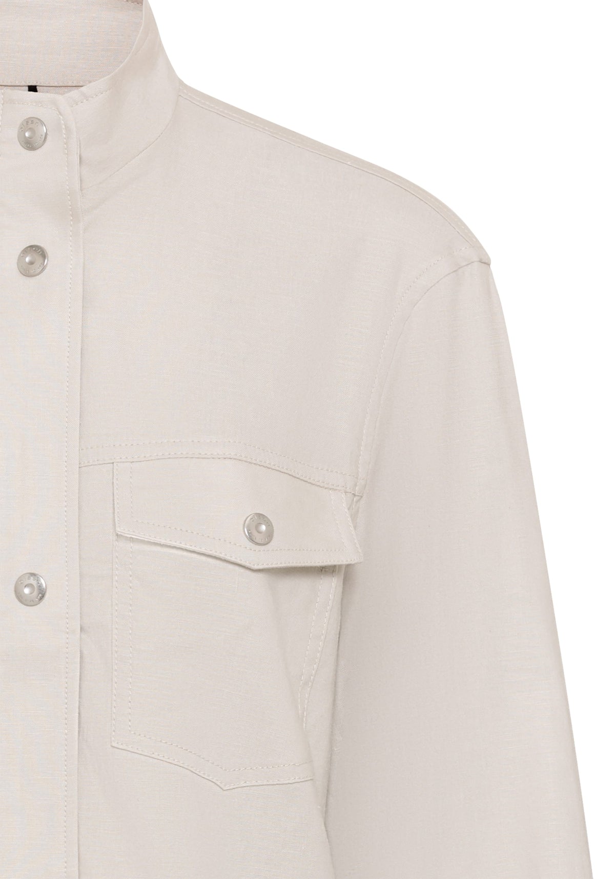 Funnel Neck Linen Blend Jacket