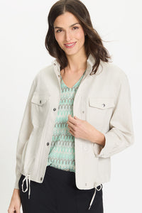 Funnel Neck Linen Blend Jacket