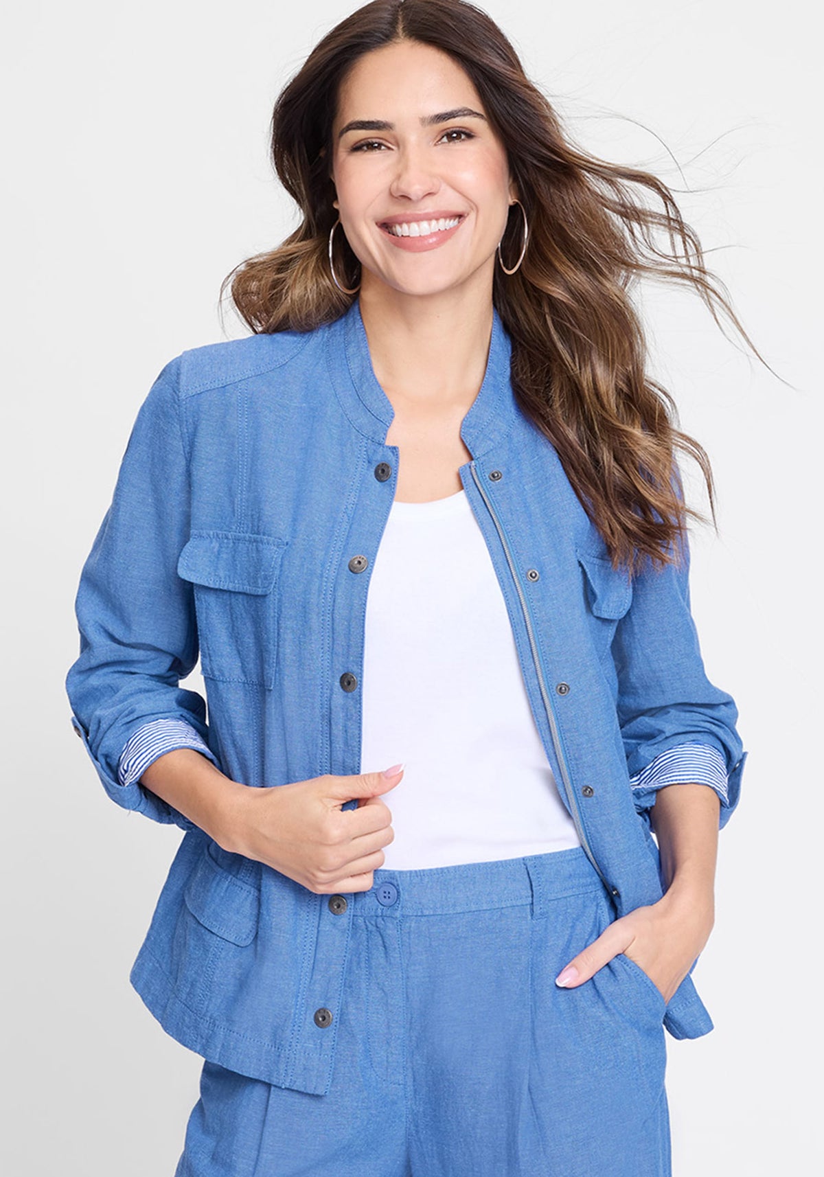 Collarless Safari Jacket