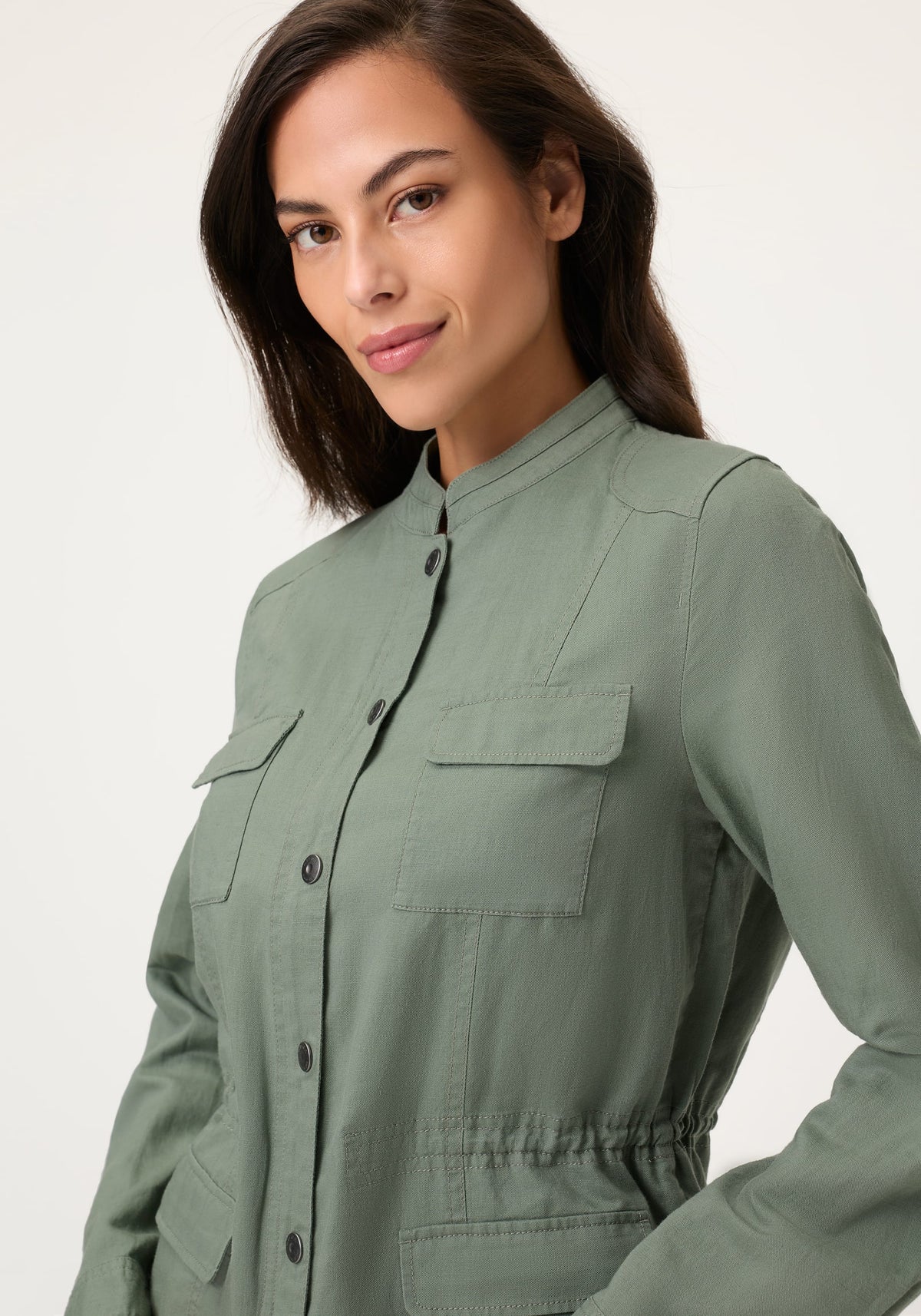 Veste safari en mélange de lin